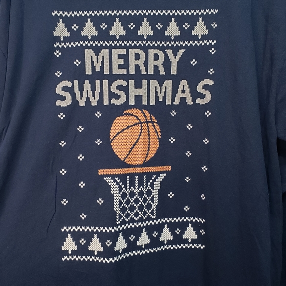 Men's Navy Blue Basketball Christmas Long Sleeve - Picture 2 of 3